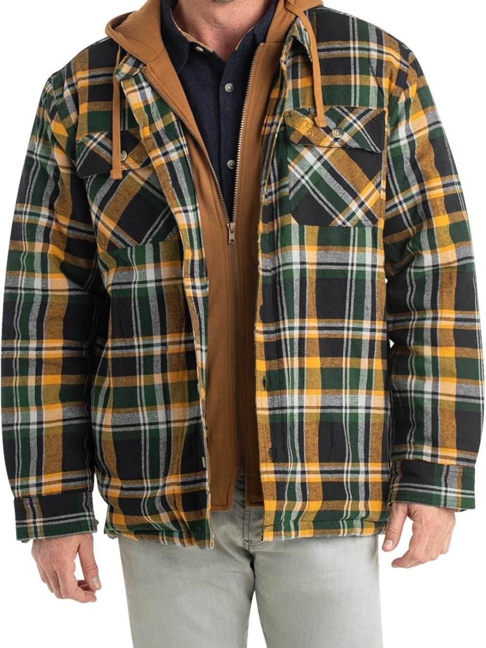 Legendary Whitetails Green, Yellow & Black Plaid Hooded Jacket